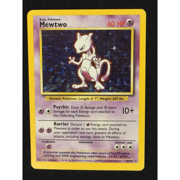 Pokemon Other - 1999 Pokemon Base Set 2 Mewtwo 10/102 Holo Rare Card